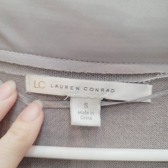 💕 LC Lauren Conrad Gray Open Front Sequin Cardigan Women's Size Small - Picture 7 of 8